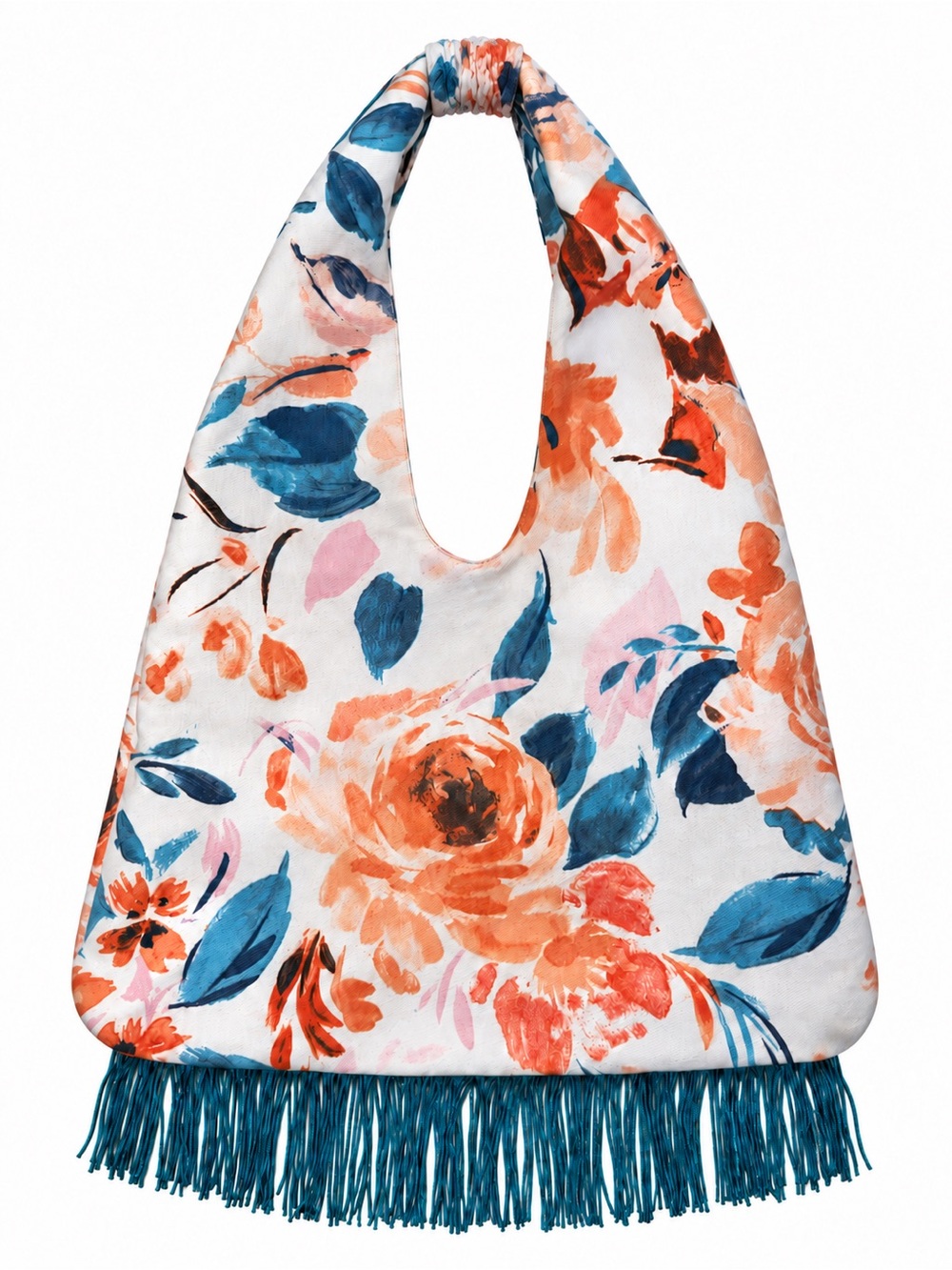 Handmade Floral Fringe Boho Bag Fully Lined Interior Pocket